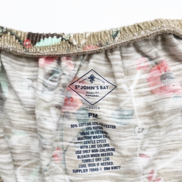 St. John's Bay tan floral print off the shoulder top - Picture 3 of 4